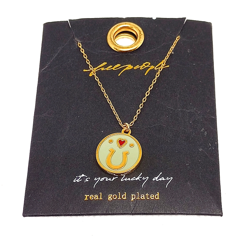 Free People Gold Plated Luck Enamel Necklace